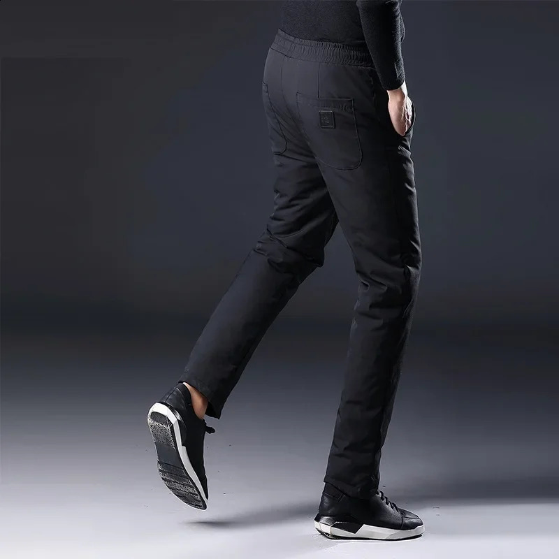 Winter Mens 90% White Duck Down Pants High Quality Slim Straight Snow Pants Warm Down Padded Trousers Male Outerwear PT-361 240913