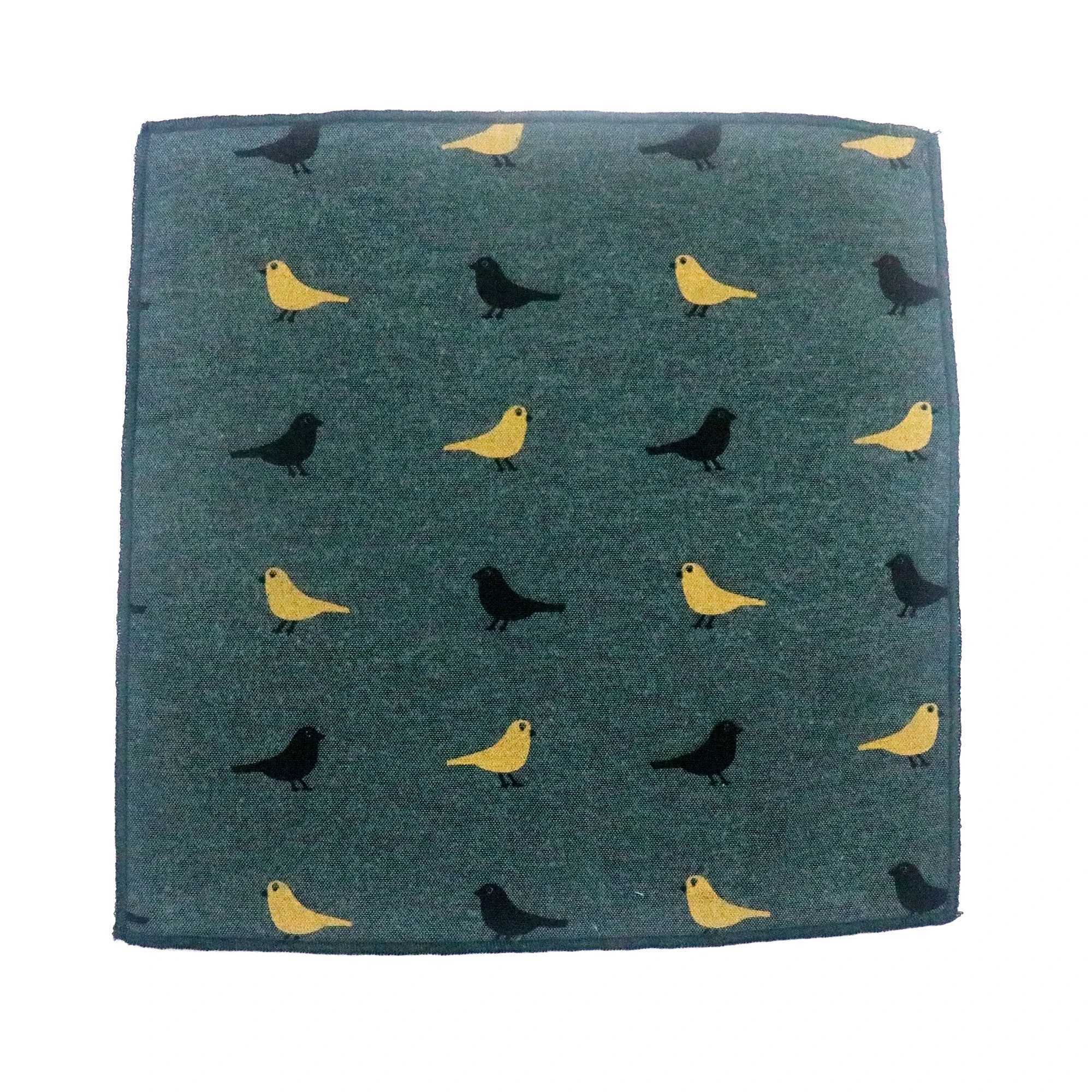 Cotton Pocket Square Mens 25CM Brid Feather Printed Grey Handkerchief Hanky Business Wedding Accessories Men Suit Pocket VintageX240921