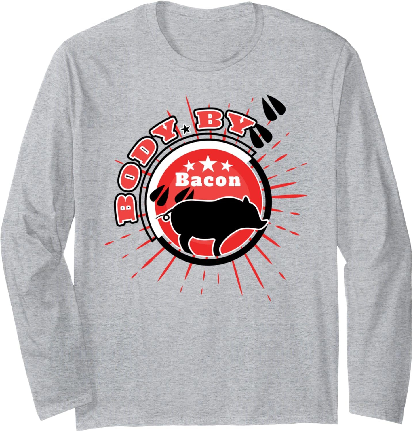 Long Sleeve Shirts for Men sweatshirt Body By Bacon Cute Pig Artwork Funny Birthday Gift Long Sleeve Tee Streetwear Casual tops clothes