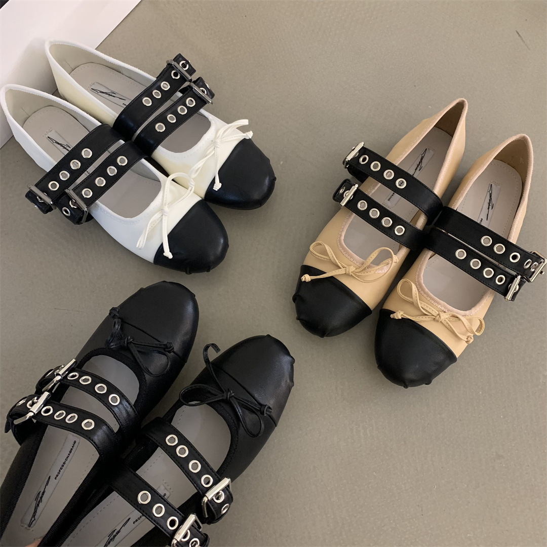 French bow ballet Mary Jane shallow mouth flat sole single shoes, 2024 autumn women's shoes