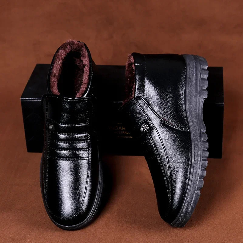 2024 New Designer Shoes Free Shipping Waterproof Men's Casual Leather Flannel High Top Outdoor Men's Work Shoes Winter Warm Shoes