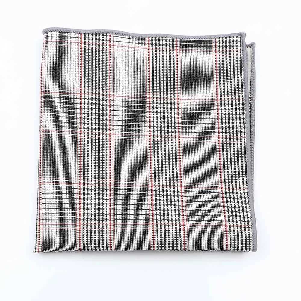 Fashion Cotton Plaid Hankerchief Scarves Vintage Grey Black Hankies Mens High Quality Business Suit Pocket Square HandkerchiefsX240921