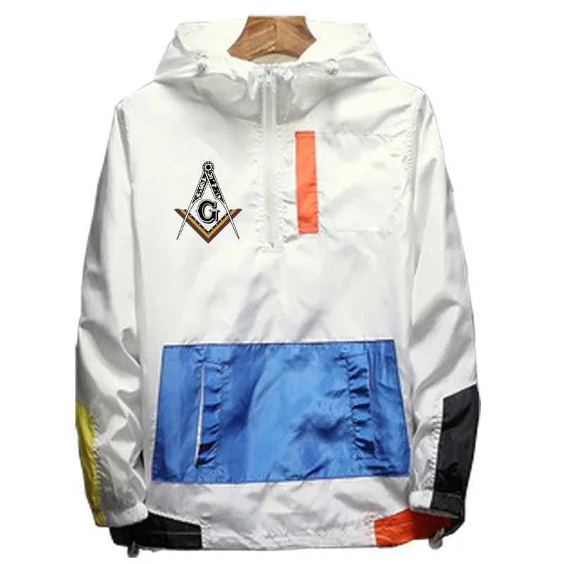 Men's Hoodies Sweatshirts New SprMen Freemason Square and Compass Zipper T-shirt Hoodie Bomber Jakcet Patch Work Windproof Jacket Sportswear Hood