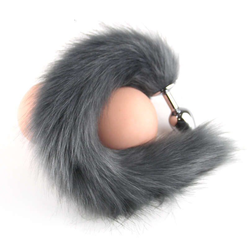 Sexy SM prop small metal anal plug solid color fox tail anal plug backyard development and training adult products