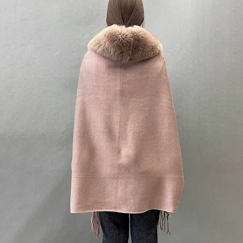 2023 New Raincoat Fashion Spring and Autumn Shawl Real Fox Fur Shawl Womens Street Clothing GX5565 W240921