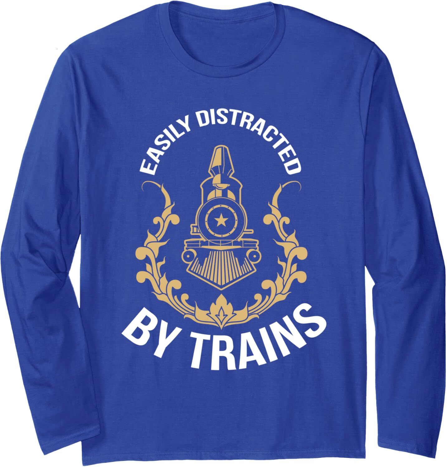 Long Sleeve Shirts for Men sweatshirt Vintage Easily Distracted By Trains Hobby Rails Trainspotter Long Sleeve Tee Streetwear Casual tops clothes