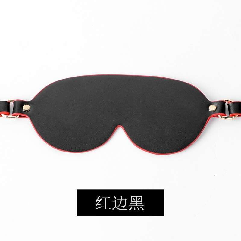 SM sex prop black blackout eye mask, high-quality PU leather sex eye mask, teasing and flirting adult sex toy