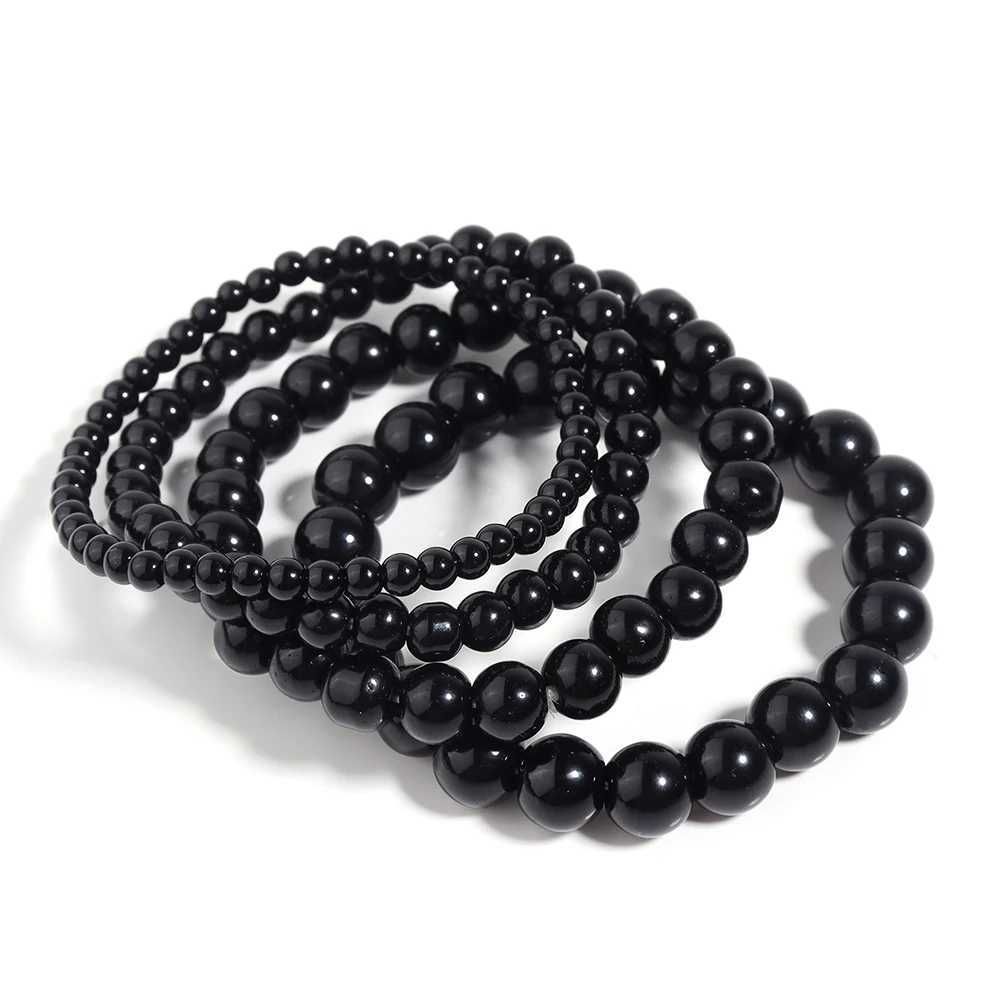 OAIITE Black Onyx Bracelet Men Natural Stone Bead Shiny Black Bracelet Women Yoga Meditation Handmade Jewelry wholesaleX240921