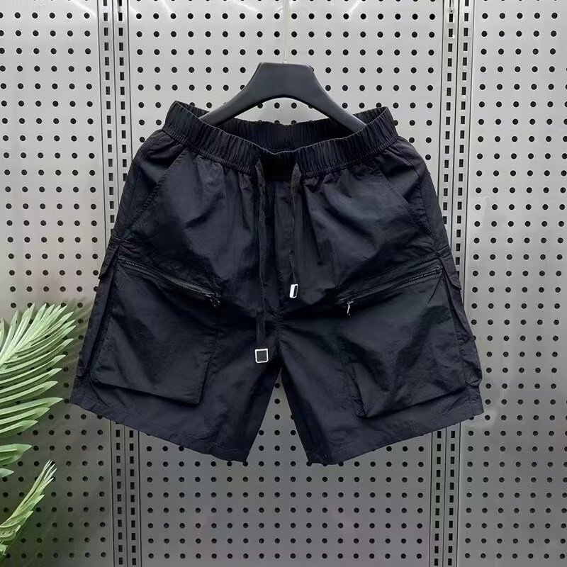 2025 Designer Men's Retro Multi Pocket Shorts, Men's Summer Loose And Breathable Work Pants, Quick Drying Zipper, Coffee Colored Fashionable