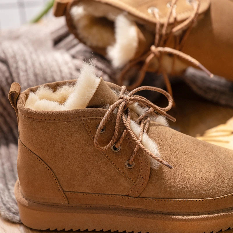 2024 Genuine Leather Woman Snow 100% Natural Fur Women Warm Wool Ladies Winter Ankle Boots