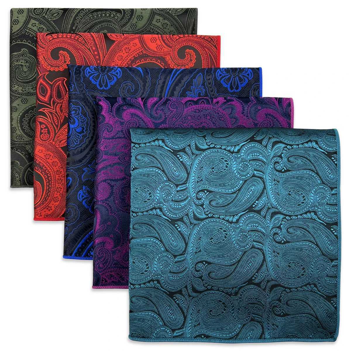 5-piece color Assorted mens pocket square silk classic handle set gift W240921