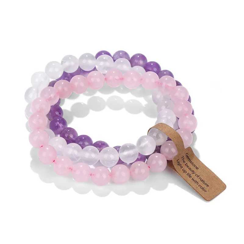 Natural Stone Crystal Beads Semi Precious Womens Bracelet Amethyst Multi Layered Combination BraceletX240921