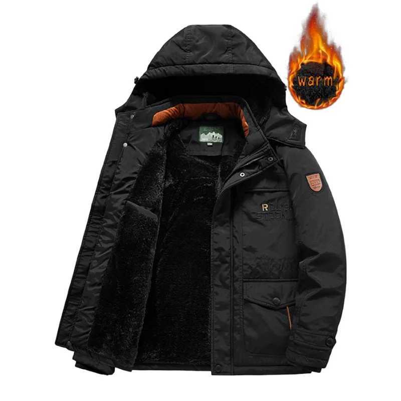 New Winter Mens Hoodie Wool Warm Parkas Long Jacket High Quality Mens Outdoor Leisure Winter Coat Size 6XL W240920