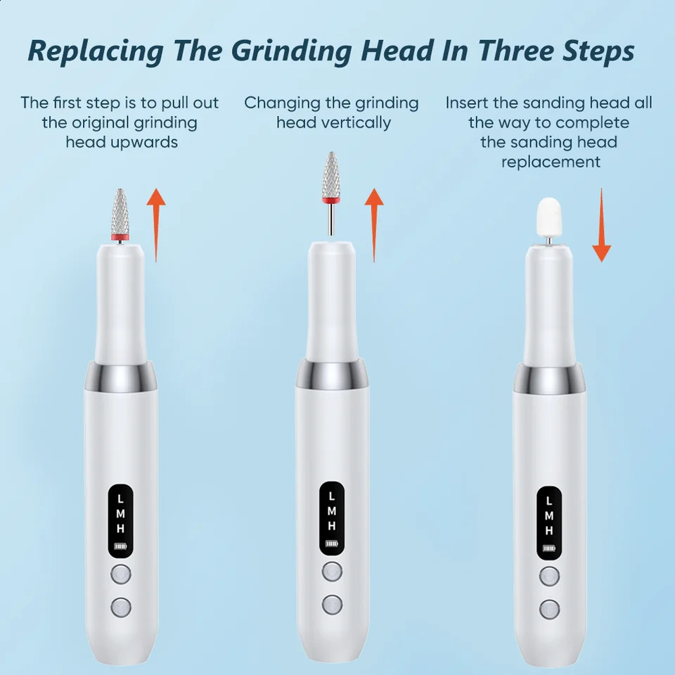 Electric Nail Polisher Drill Bits Professional Nails Grinding Polishing Dead Skin Removal Art Sanding File Pen Manicure Machine 240920