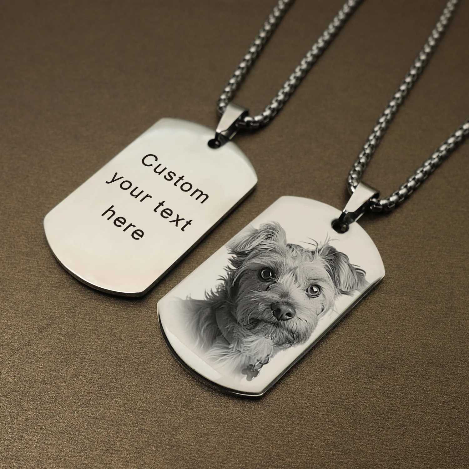 Personalized customized photo and message necklace pendant keychain dog tag custom carved necklace with photo Christmas gift W240918