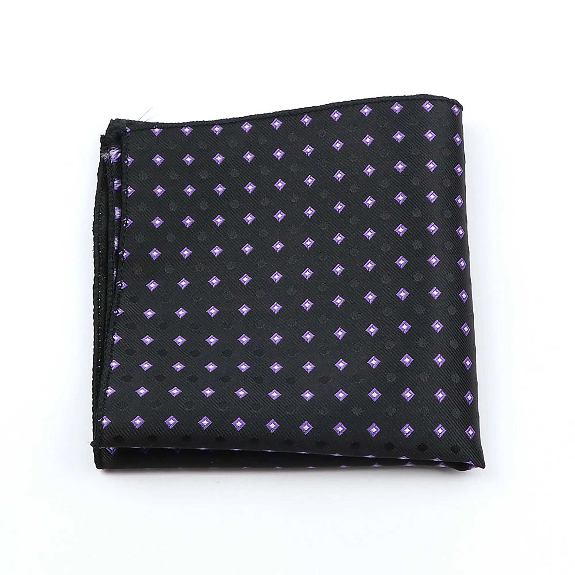 Soft Mens Pocket Squared 24 Width New Design Striped Plaid Dot Handkerchiefs Dark Blue Black Hankies Banquet Suit Accessory GiftX240921