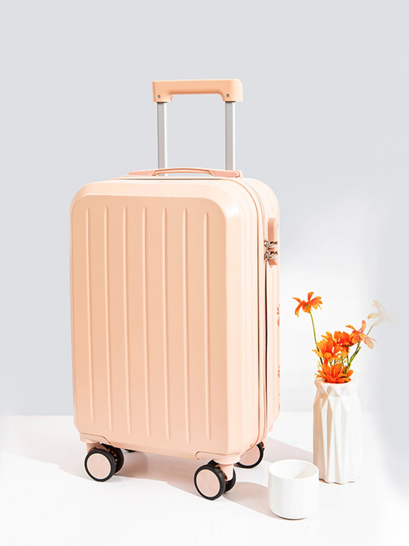 Small fresh lightweight multifunctional solid color student suitcase silent universal luggage and bags 240918