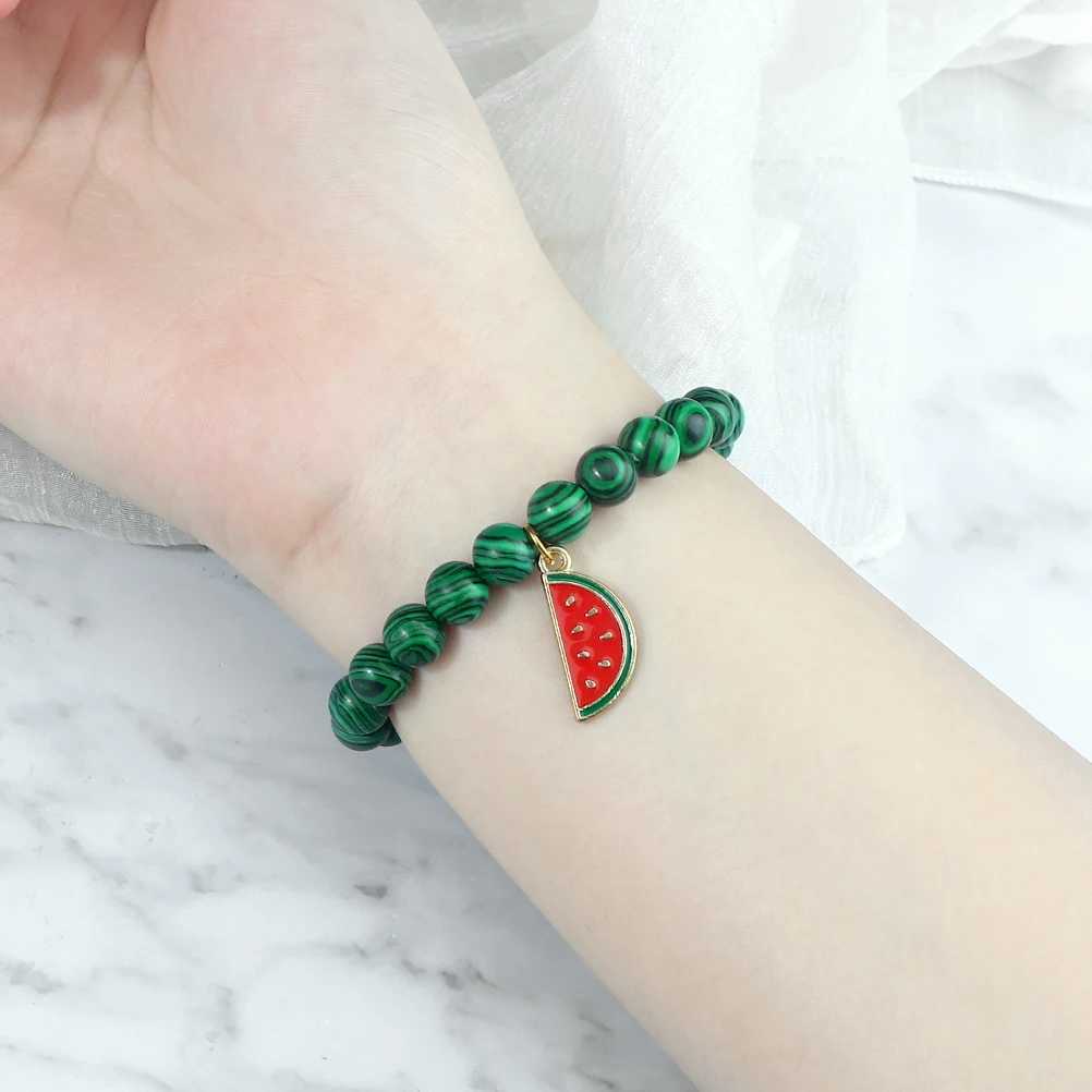 Fashionable Malachite Stone Beads Bracelets Women Boho Fruit Watermelon Bracelet Bangle Girls Charm Prayer Summer Jewelry GiftX240921