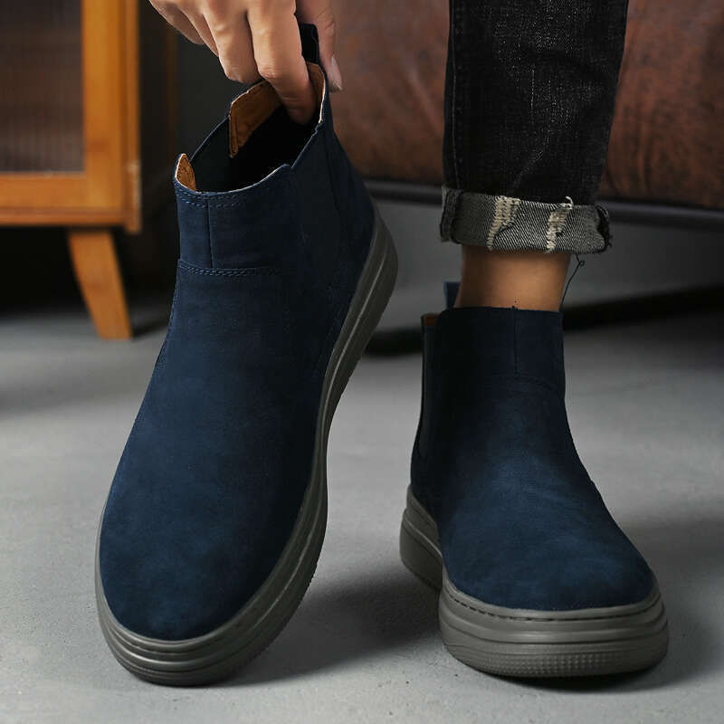 Italian brand autumn and winter men's high top shoe launch event, formal ankle boots, fashionable leather casual shoes