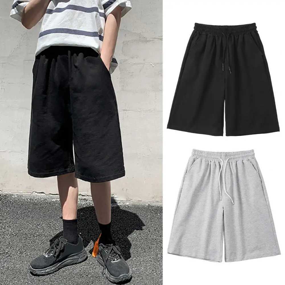 Summer Mens Shorts Cotton Soft Knee Length Shorts Solid Gray Customized Cargo Short High Quality Casual Gym Sports TrunksX240921