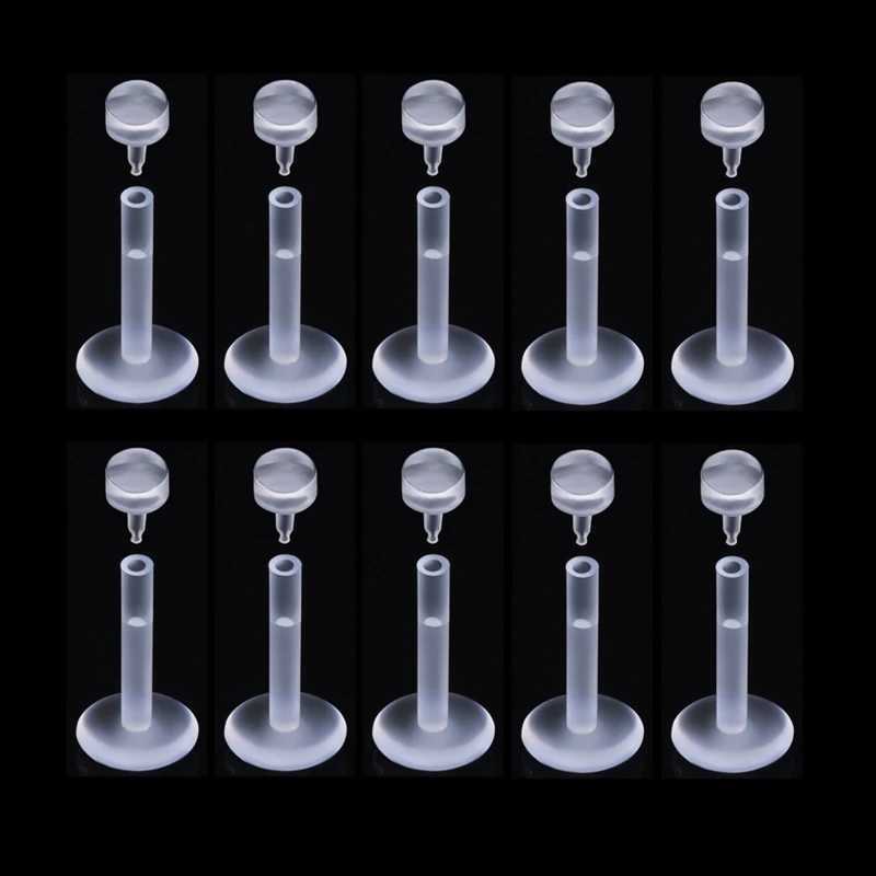 10 Pieces/Lot Clear Soft Transparent Lip Ring Tragus Earring Invisible Nose Ring Cartilage Labret Piercing Body Jewelry Y240921