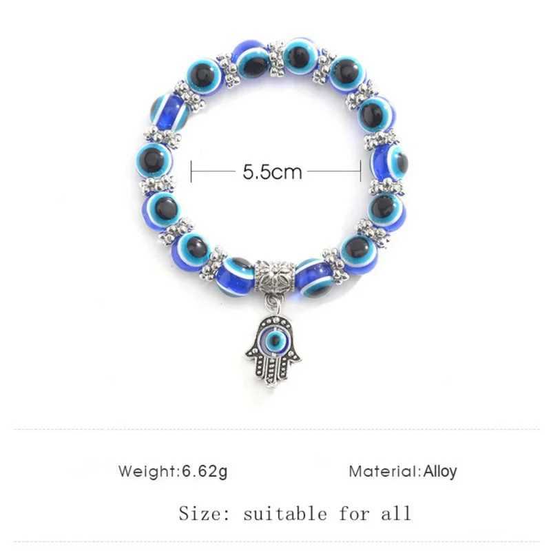 Fashion blue Evil Eye bracelet for women ing lucky amulet Hand of Fatima bracelet for men and women friendship jewelry giftX240921