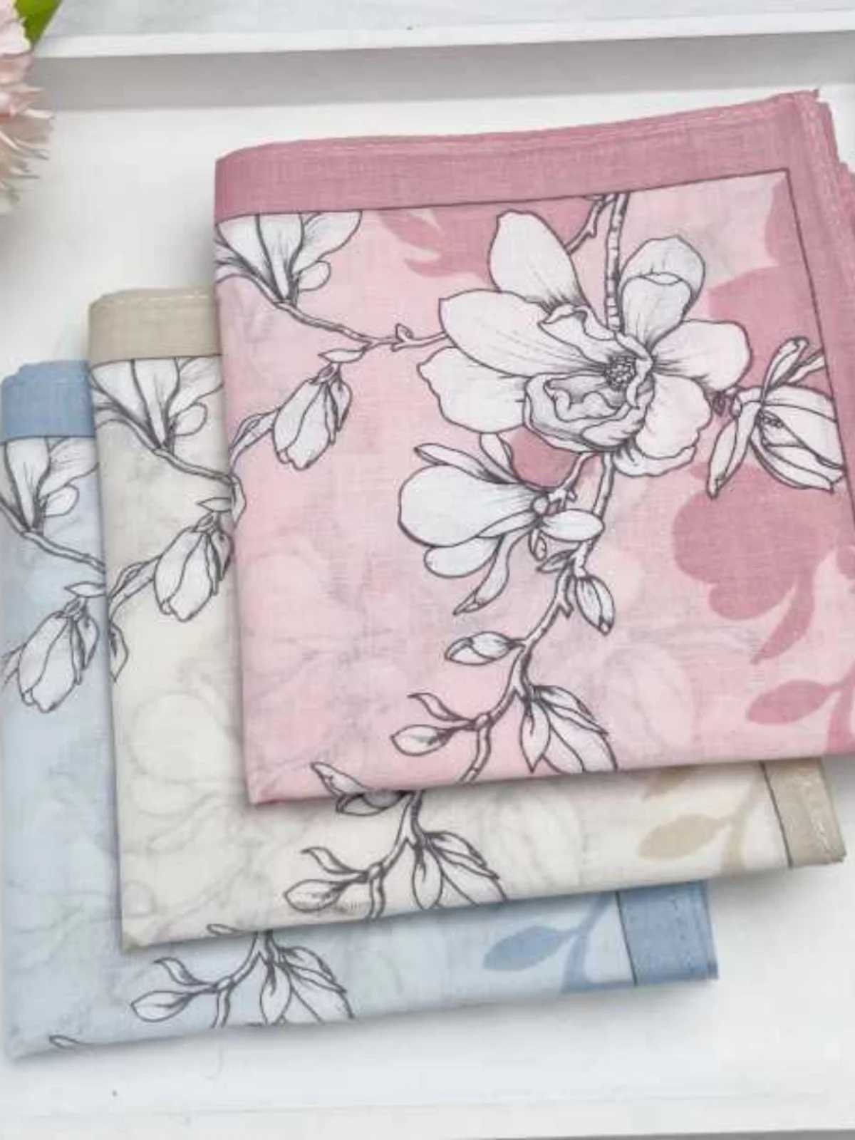 45x45CM Pure Cotton Printed Handkerchiefs Colorful Hankies Girls Women Pocket Floral Pattern Square Hijab HandkerchiefsX240921