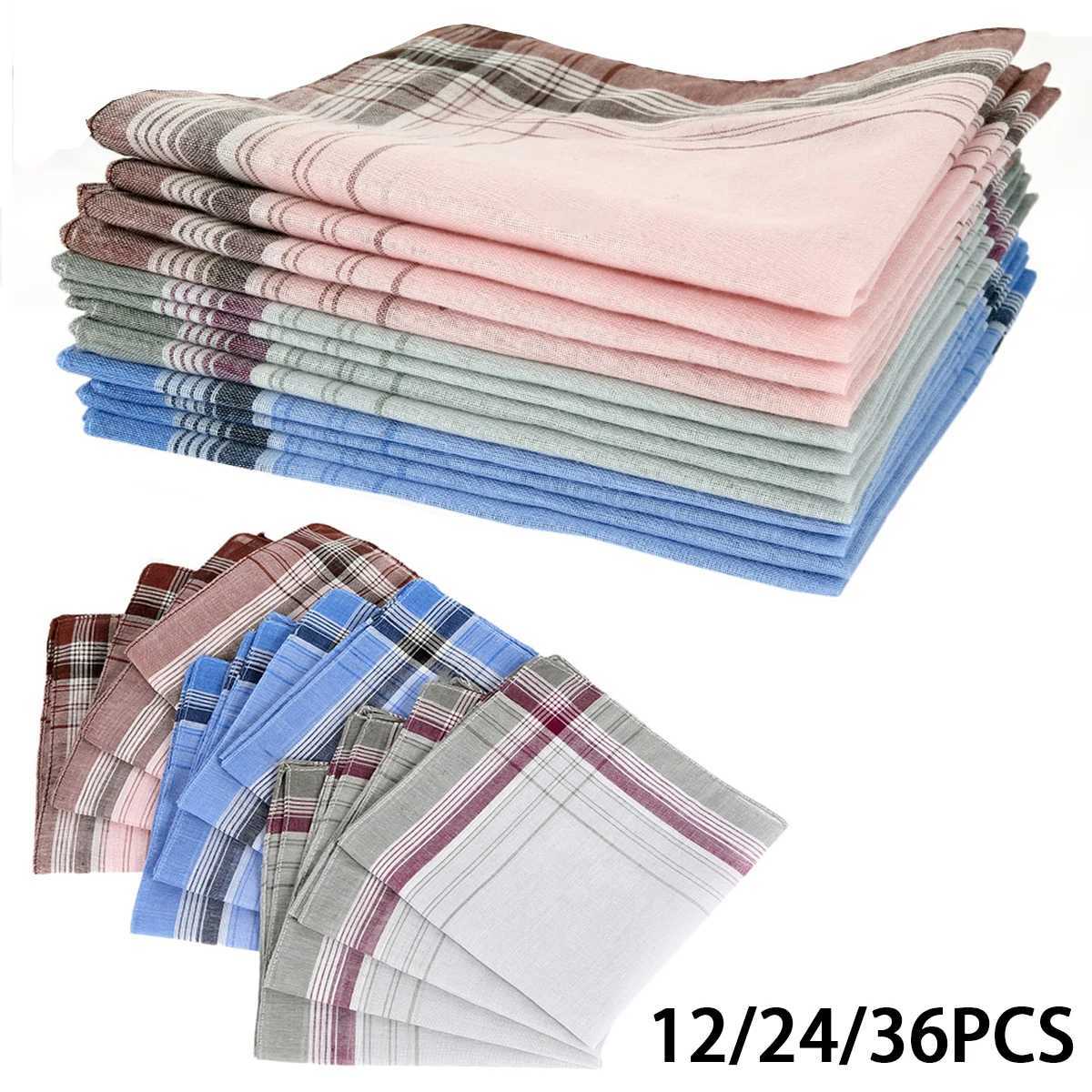 12/24/36 pieces of pure cotton handle classic square plain weave towel pocket used for wedding parties business chest scarves W240921