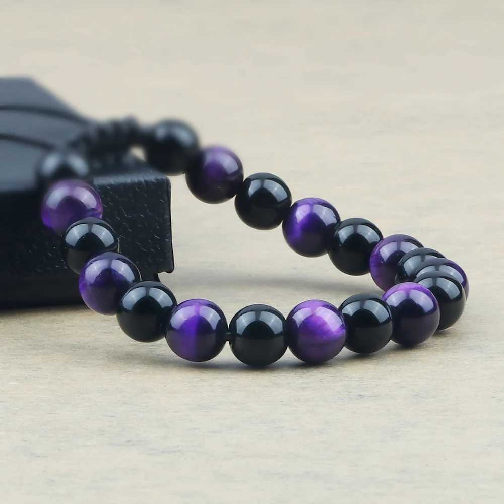 High Quality Blue Tiger Eye Stone Bracelet Adjustable Size Braided Onyx Beads BraceletsBangles Men Minimalist Jewelry PulserasX240921