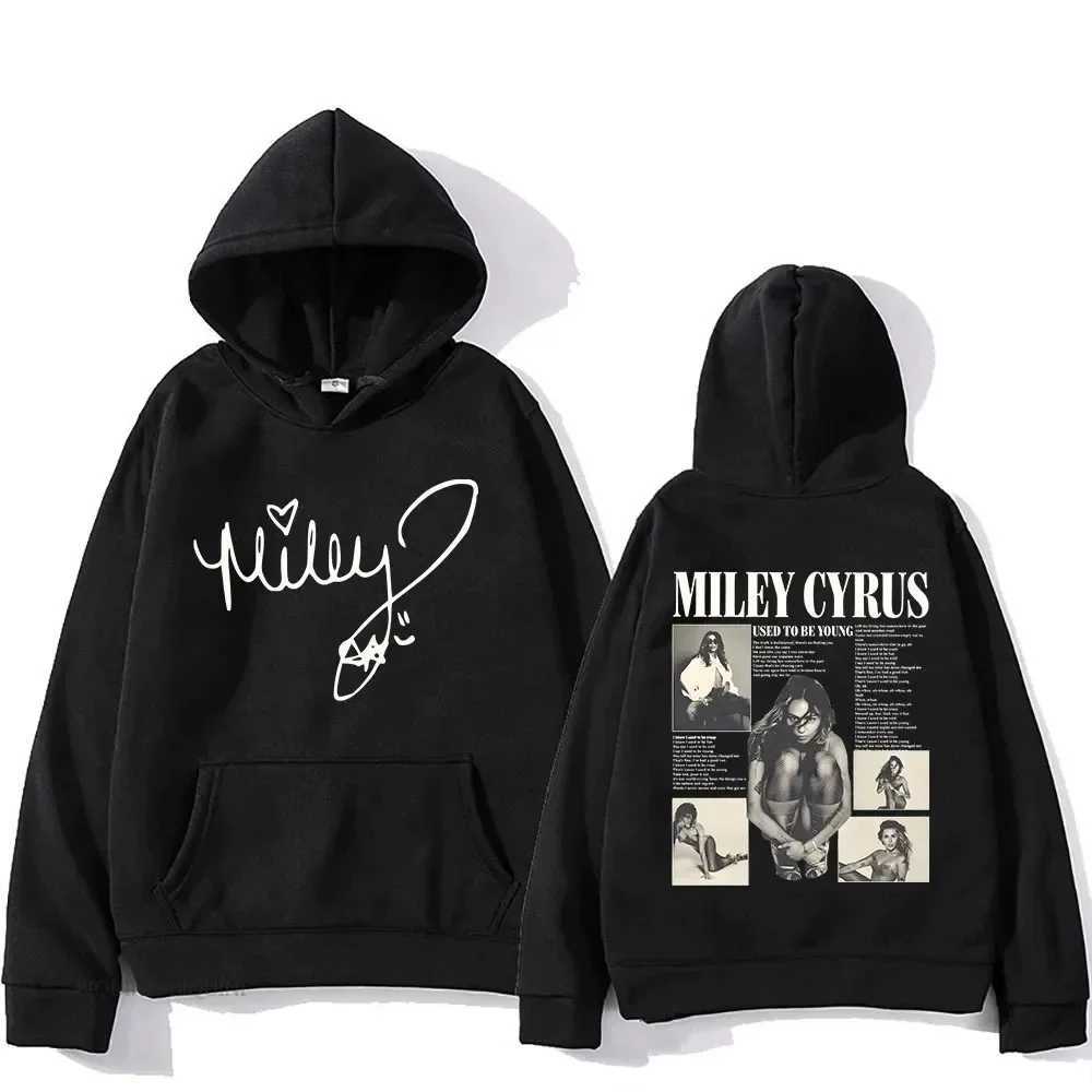 Long sleeved casual hooded sweatshirt with hip-hop graphic printed zipper featuring a hooded Sudaderas male singer Miley Cyrus hooded sweatshirt W2409