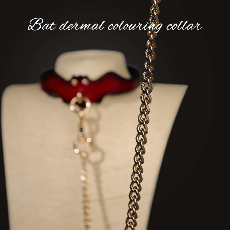 SM Sex Prop Bat Binding Neck Set Female Dog Training Genuine Leather Traction Collar Alternative Adult Products Hair Replacement