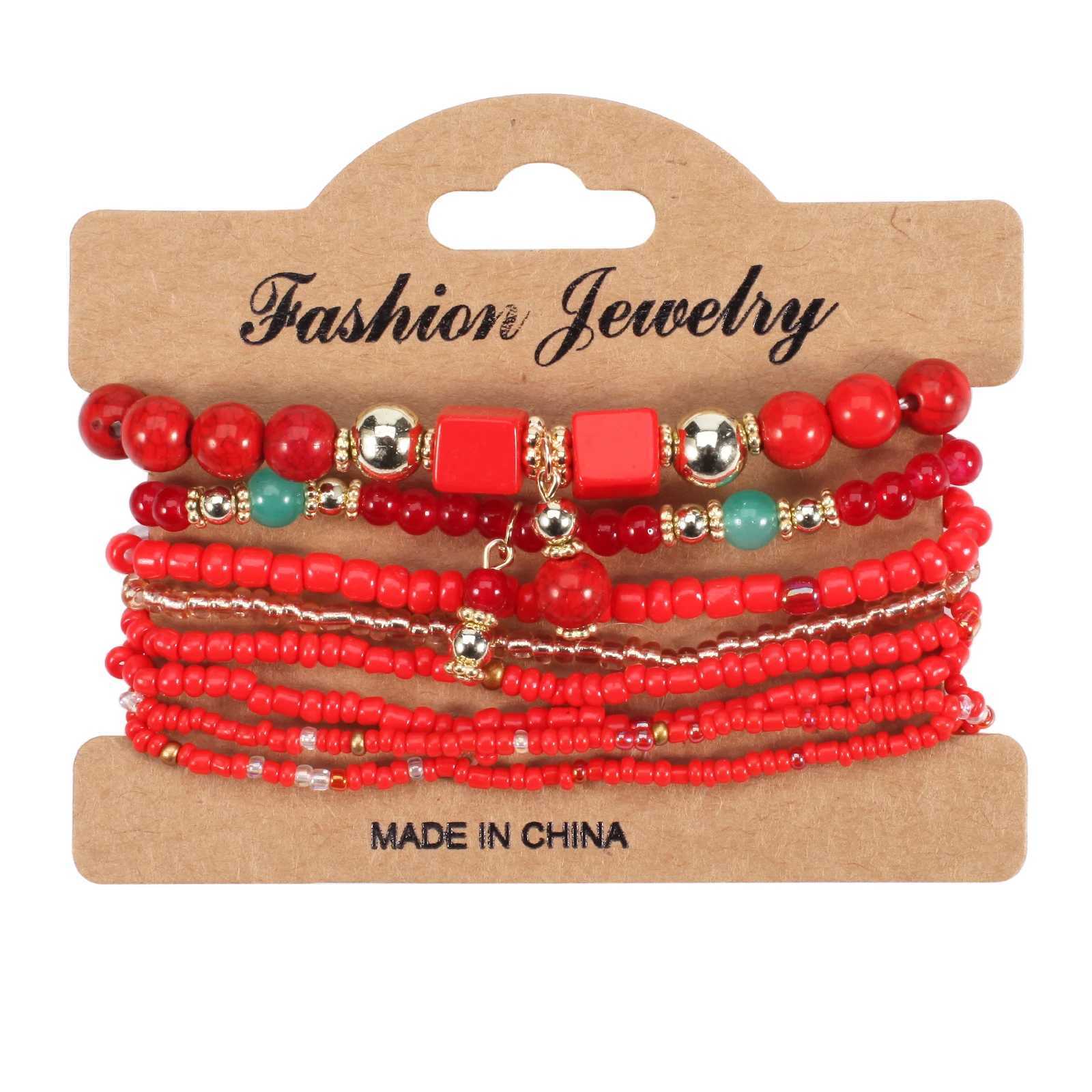 Bohemian Stackable Bead Bracelets for Women Stretch Multilayered Bracelet Set Multicolor JewelryX240921