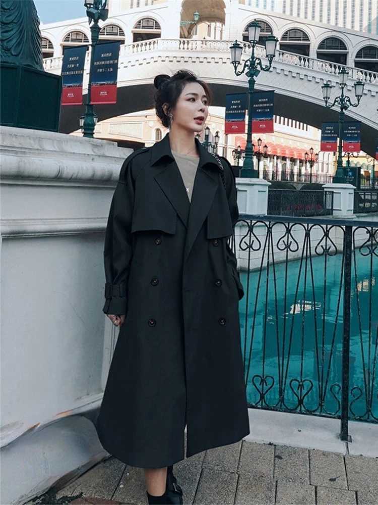 Trench Coat for Women 2022 Autumn Winter New Loose Coat Womens Casual Long Windbreaker Clothing Female Coats and Jackets WomenX240921