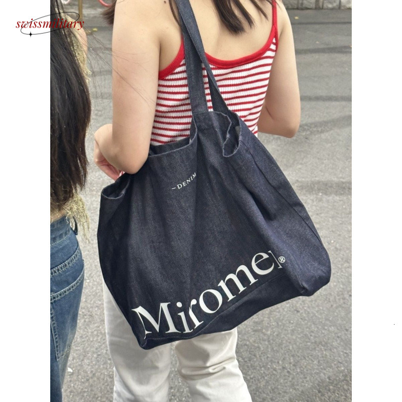 oversized capacity and denim texture. Single shoulder tote bag with high-end feel for girls #13 Swissmilitary