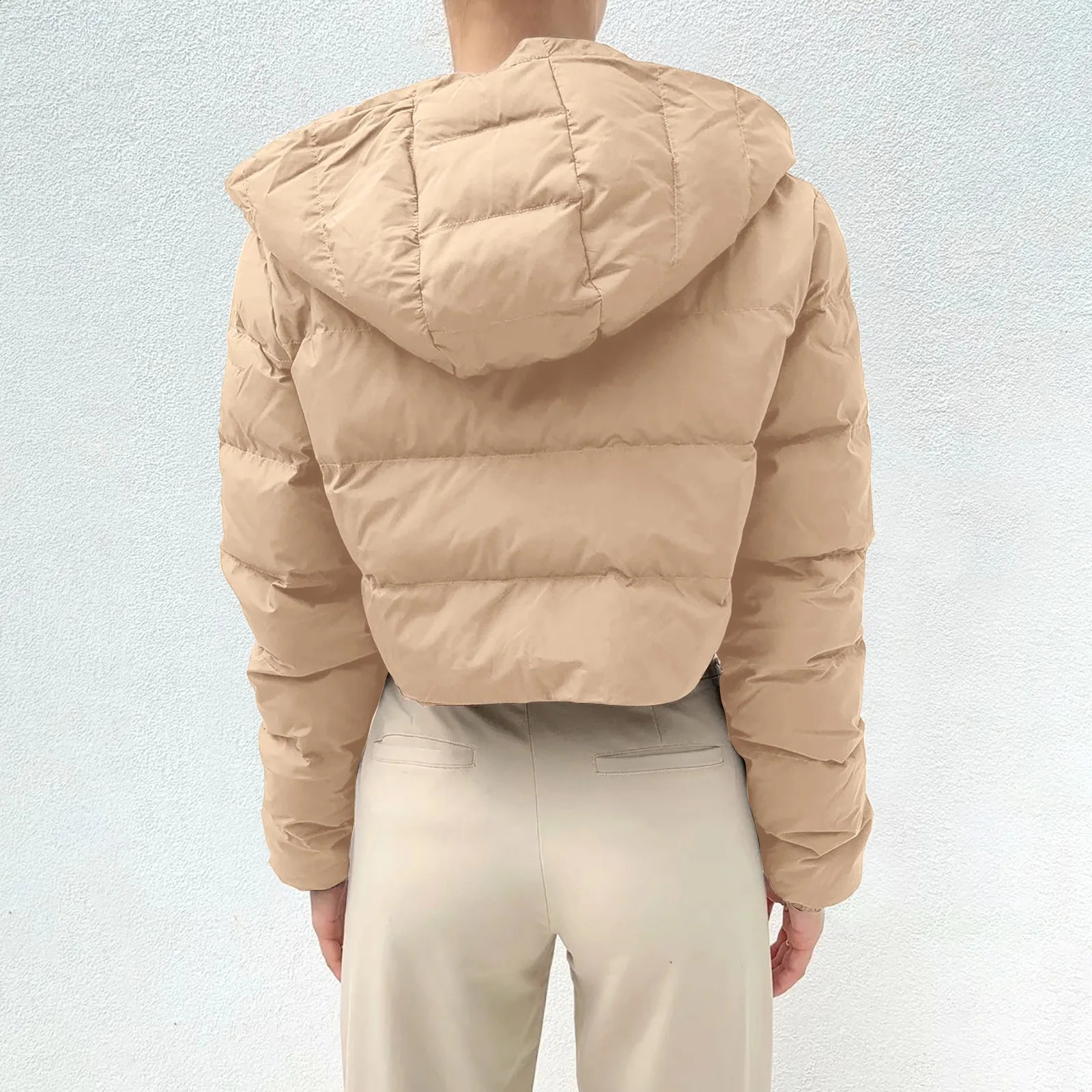 Fall Winter Solid Down Coat Puffer Jacket And Coats For Women Bubble Outerwear Cropped Outwear Zipper Oversized Overcoat 240920