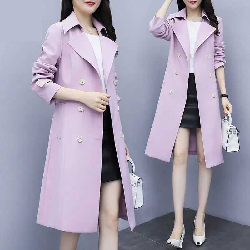 2023 New Casual Thin Trench Coat Women Outwear Mid Long Slim Windproof Coat Spring Female Windbreaker Coat Gabardina Mujer M-3XLX240921