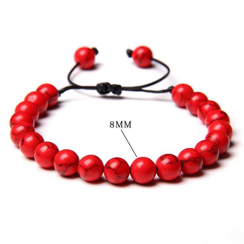 Red Orange Stone Bracelet 8mm Natural Agat Watermelon Beaded Bracelets Adjustable Yoga Lucky Bracelet for Women Female JewelryX240921