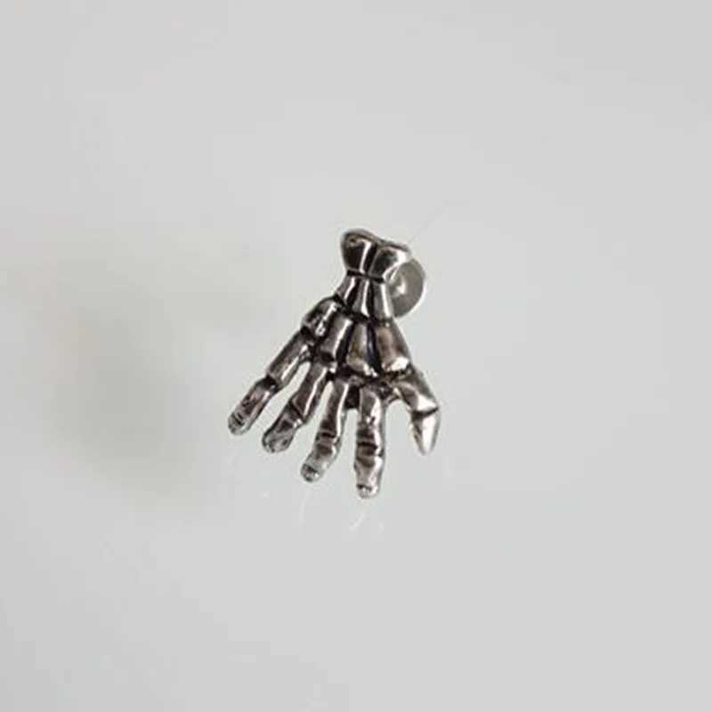 Skull Devil Hand Lip Piercing Jewelry Skeleton Labret for Women Men Palm Stud Earrings Christmas Gift Hot Unique Punk Metal 1pc Y240921