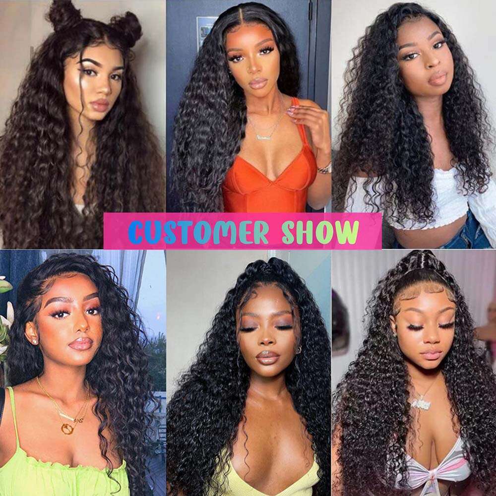 13x4 Kinky Curly Front Human Hair Wigs For Black Women Brazilian Transparent Lace Frontal Wig 180%-250% Density KF Beauty U