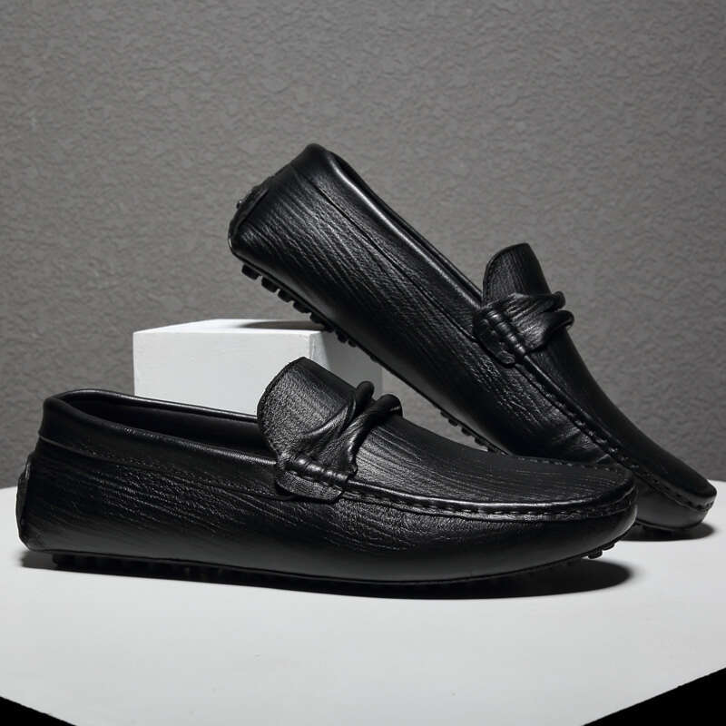 Top Quality Genuine Leather Loafers Men Brand Rubber Casual Mens Slip on Breathable Summer Flats Driving Shoes Man