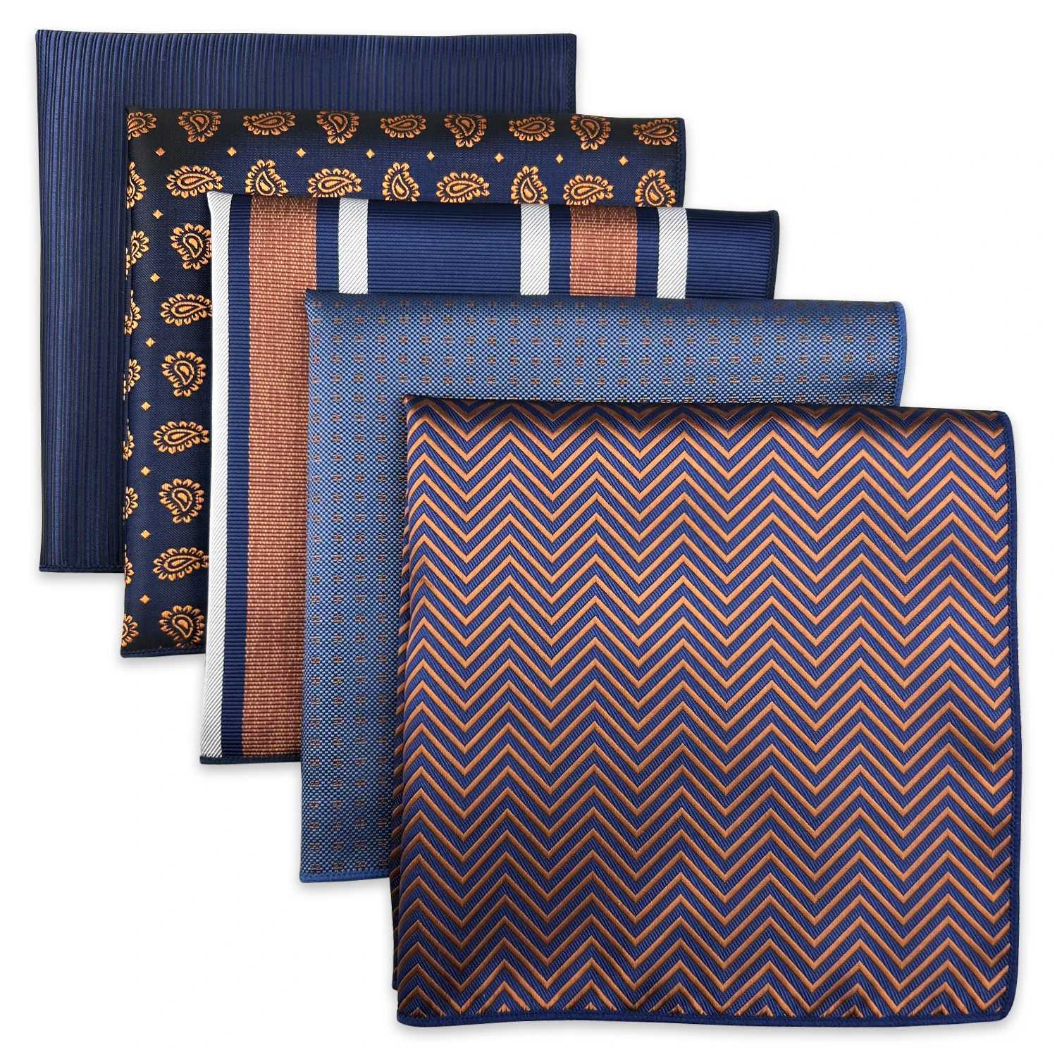 5-piece color Assorted mens pocket square silk classic handle set gift W240921