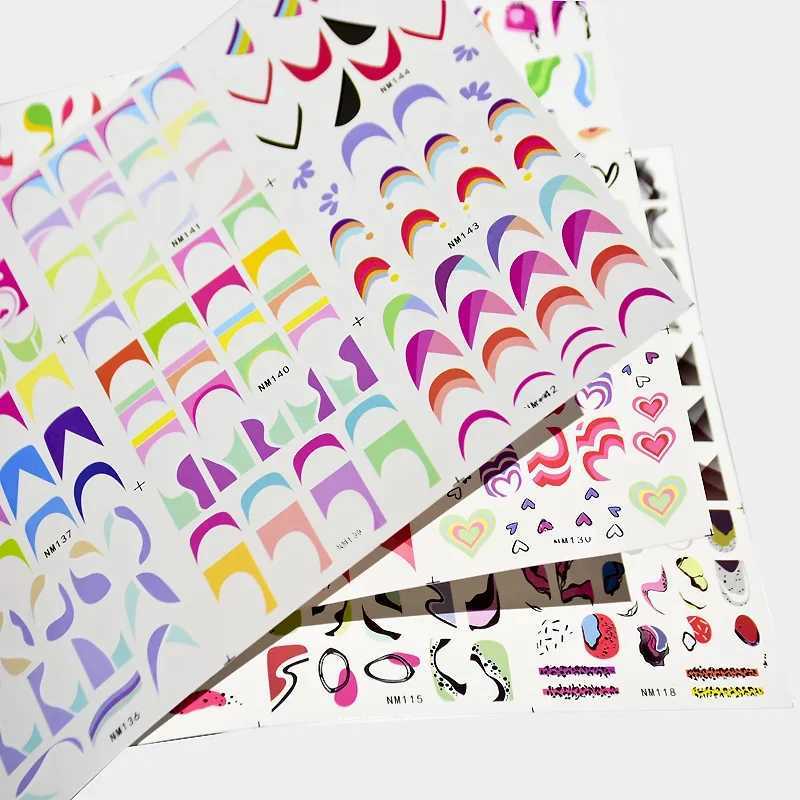 French cutting-edge nail slider stickers tattoos geometric lines nail art transfer water sticker decoration W240823
