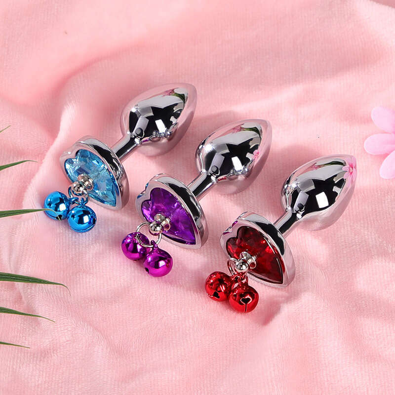 Backstage development SM prop heart shaped diamond inlaid metal anal plug SM tuning fun bell anal plug alternative adult products