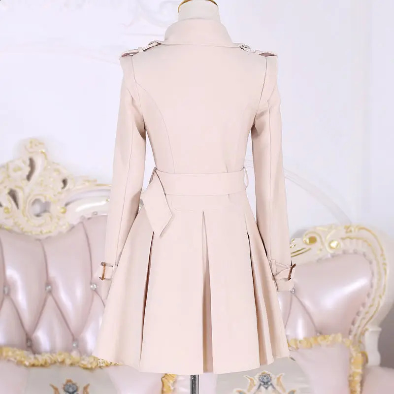 Women Trench 2024 Spring Autumn Windbreaker Beige British Coat Slim Solid Color 240918