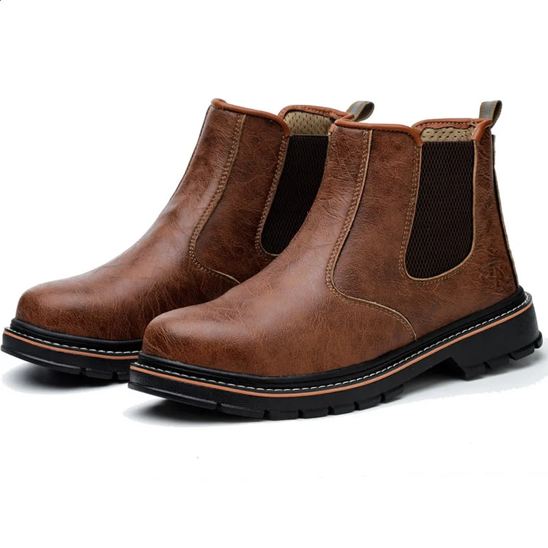 Waterproof mens steel toe work boots shock-absorbing safety shoes 241030