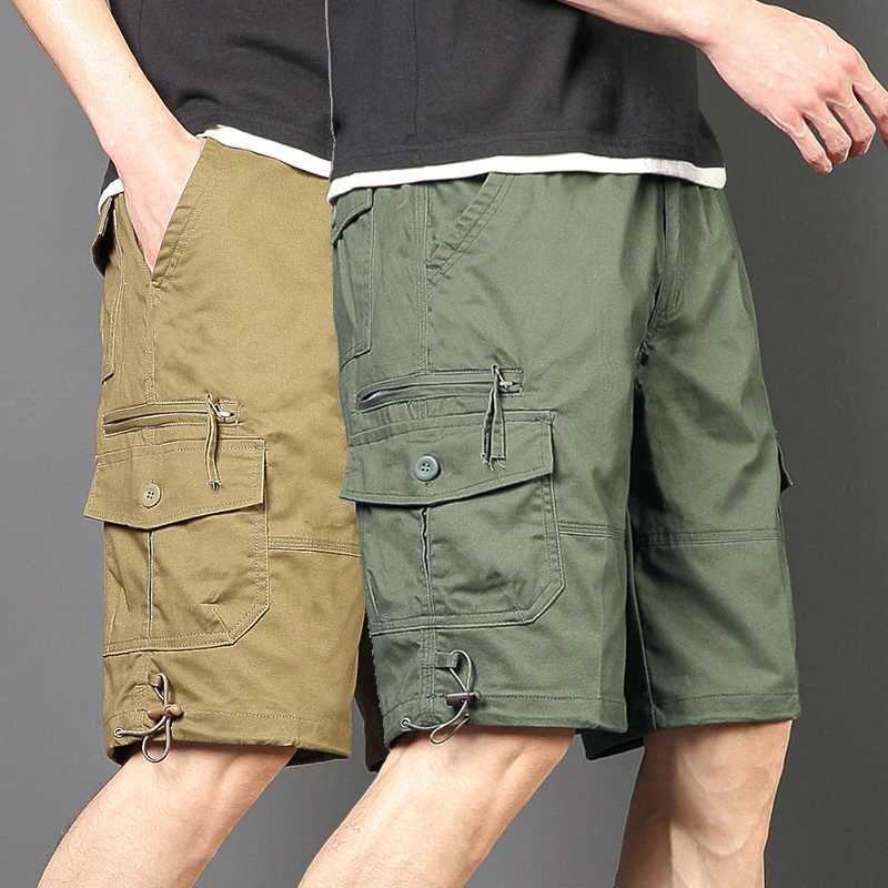 Summer New Mens Cargo Shorts Fashion Korean Version Loose Five Quarter Pants Mens Multi-pocket Straight Casual PantsX240921