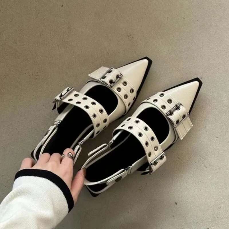 New 2024 Women Chunky Sandals Summer Fashion Mid Heels Pointed Toe Party Brand Casual Shoes Mujer Slippers atos htrghgfd
