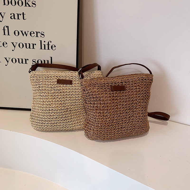 Summer Rattan Crossbody Bags Women Saddle Straw Woven Shoulder Bag Handmade Knitted Lady Small Handbags and Purse Bohemia