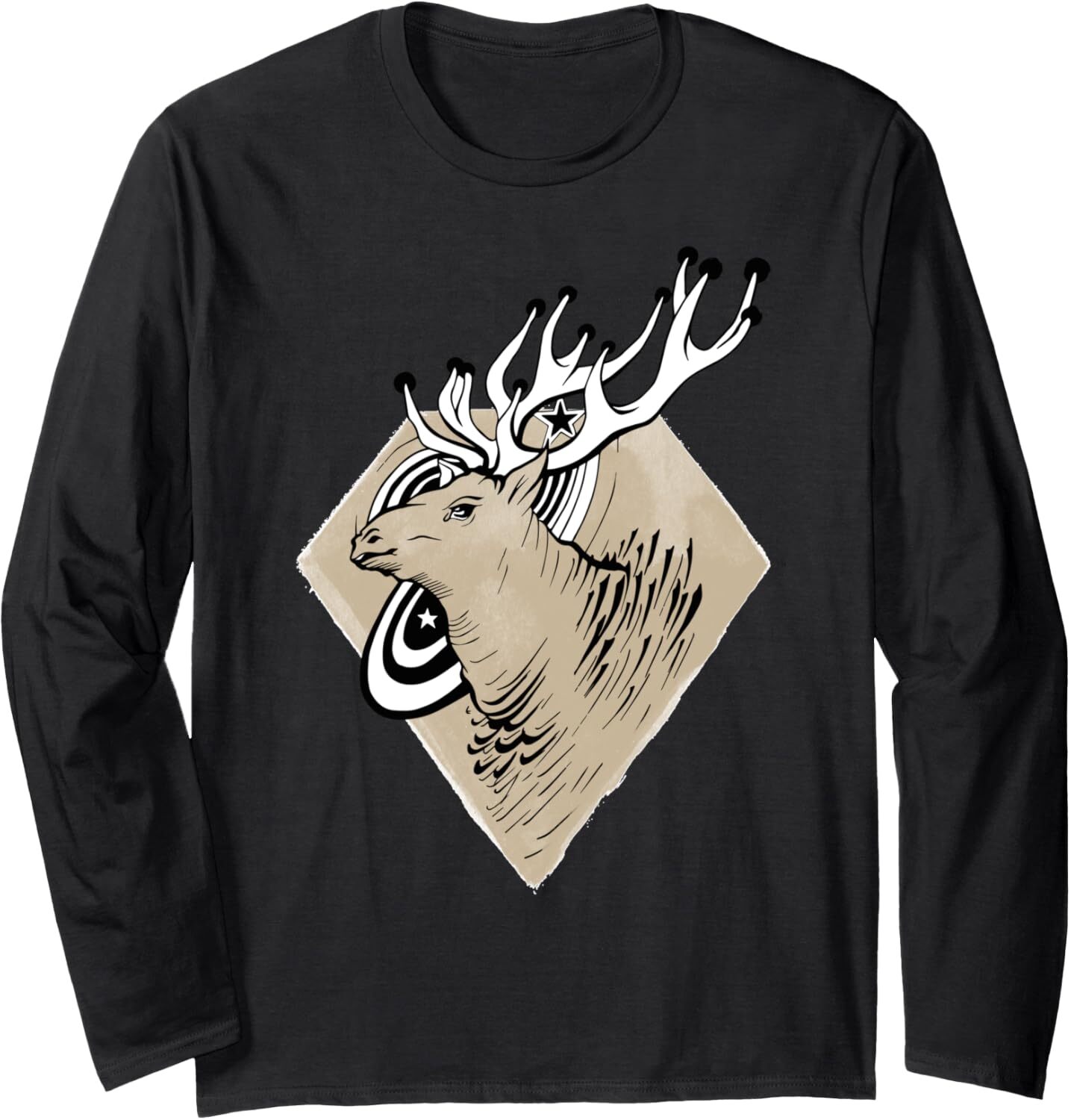 Long Sleeve Shirts for Men sweatshirt Artwork Side Face Deer Outdoor Wildlife Gift Long Sleeve Tee Streetwear Casual tops clothes fashion
