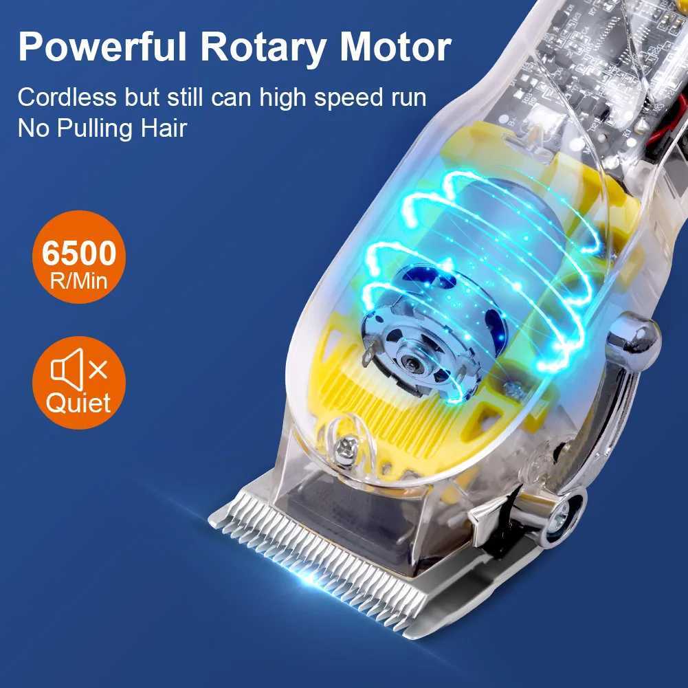Hair Trimmer Led Dispilay Electric Hair Clippers Transparent Wireless for Men Barber Hair Cutting Machine Cordless Beard Trimmer M240921